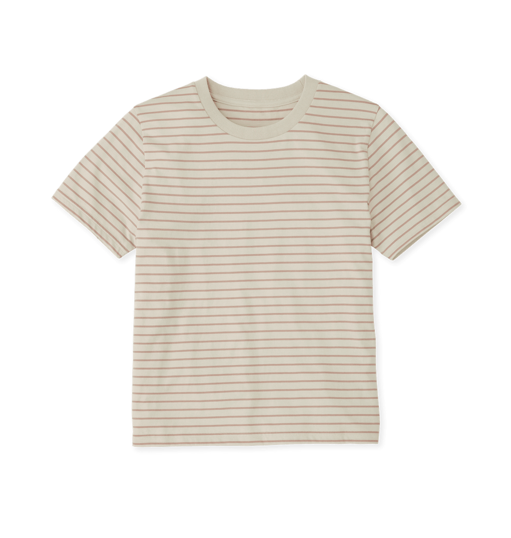 Taupe Stripes Printed T-shirt Front