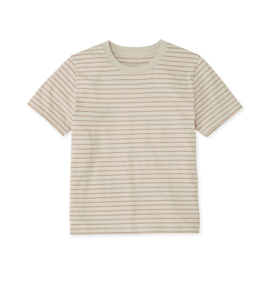 Taupe Stripes Printed T-shirt Front